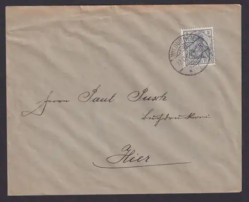 Deutsches Reich Brief EF 2 Pfg. Germania Wildungen Ortsbrief 12.11.1903