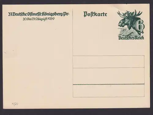 Königsberg Briefmarken Deutsches Reich Ganzsache Ostmesse Tiere Elch P 280 1939