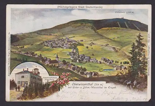 Litho Ansichtskarte Oberwiesenthal Sachsen Erzgebirge n. Dolle Sachsen Anhalt