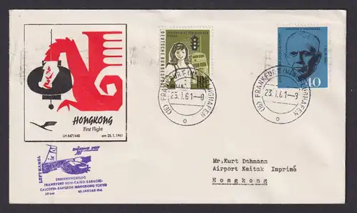 Flugpost Brief Air Mail Lufthansa Boeing 707 Erstflug Frankfurt Hongkong