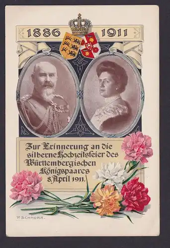 Deutsches Reich Privatganzsache Königspaar Württemberg Blumentag 1911