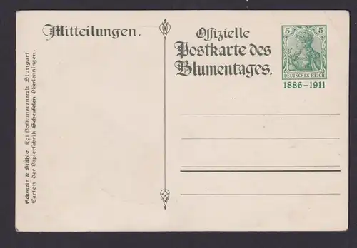 Deutsches Reich Privatganzsache Königspaar Württemberg Blumentag 1911