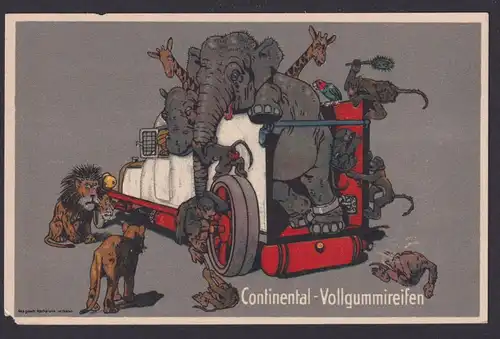 Ansichtskarte Reklame Continental Vollgummireifen Scherzkarte Humor