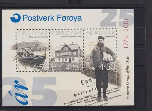 Dänemark Färöer Block 10 Luxus postfrisch 25 Jahre Färöische Post
