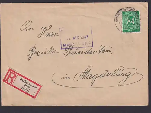 Briefmarken All. Besetzung Gemeinschaft R Brief EF 84 Pfg Oschersleben Magdeburg