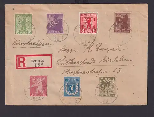 Briefmarken Plattenfehler SBZ R Brief Berlin Lutherstadt Eisleben Satzbrief 1-7