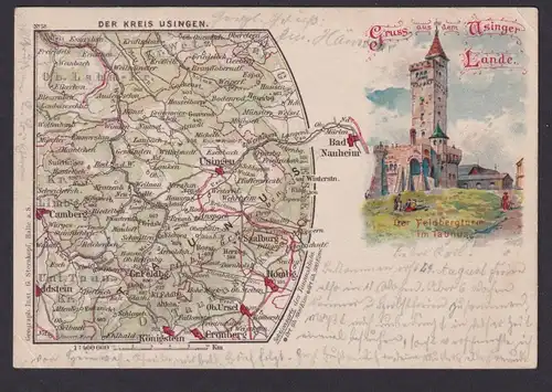 Ansichtskarte Usingen Hessen Landkarte Kr. Usingen Feldberturm im Taunus n.