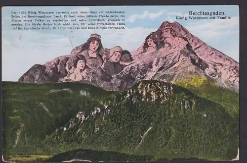 Berggesichter Ansichtskarte Berchtesgaden Bayern Sage König Watzmann