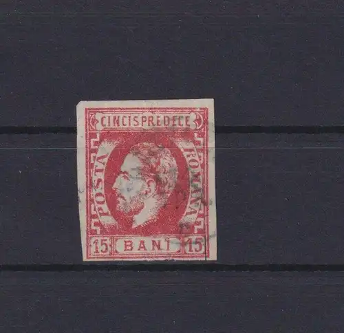 Rumänien Fürst Karl I. 30 15 Bani rot gestempelt Kat. 250,00 Ausgabe 1871