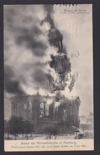 Ansichtskarte Hamburg Michaeliskirche Unglück Brandkatastrophe 03.07.1906 n.
