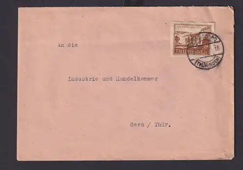 SBZ Thüringen Brief EF 115 cy Brücken Wiederaufbau Ronneburg nach Gera 31.3.1946