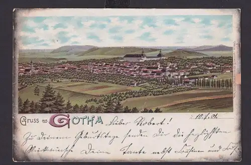 Ansichtskarte Gotha Thüringen Litho Totalansicht n. Helbra Sachsen Anhalt