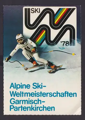Ansichtkarte Sport Ski Garmisch Partenkirchen Bayern Weltmeisterschaft 1978