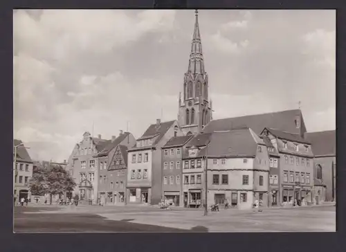 Ansichtskarte Merseburg Sachsen Anhalt Marktplatz Brunnen Geschäfte