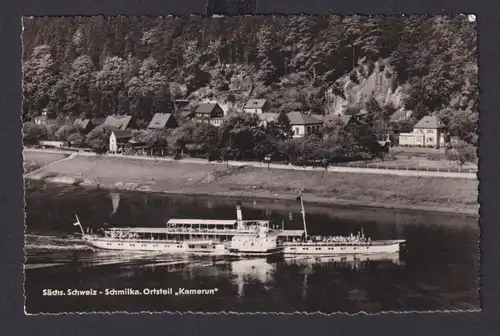 Ansichtskarte Schmilka Sachsen Sächs. Schweiz Elbe Ausflugsschiff n. Arnstadt