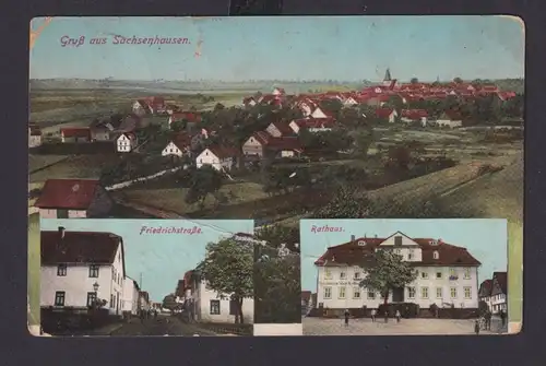 Ansichtskarte Sachsenhausen Waldeck Hessen Friedrichstrasse Rathaus