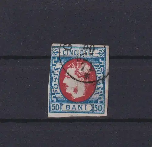 Rumänien Fürst Karl I. 25 b 50 Bani gestempelt Kat.-Wert 65,00 Ausgabe 1869
