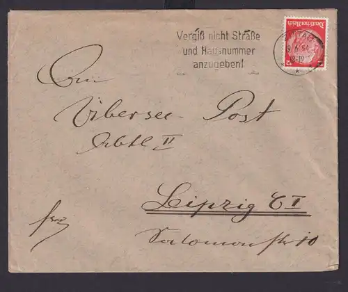 Postsache Deutsches Reich Drittes Reich Briefe SST Vergiß nicht Strasse u.