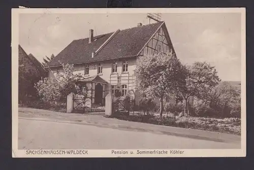 Ansichtskarte Sachsenhausen Waldeck Hessen Urlaub Pension u Sommerfrische Köhler