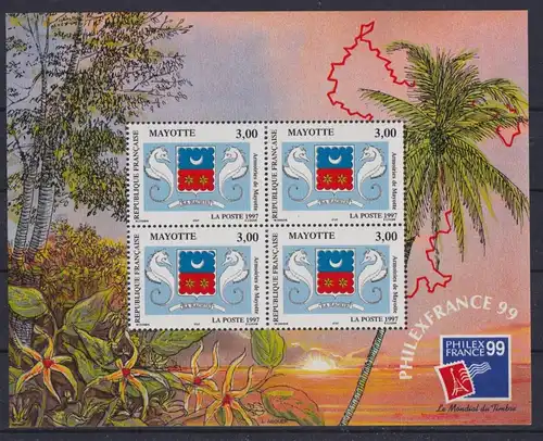Mayotte Afrika Frankreich Kolonien Block 1 Philatelie Philexfrance Briefmarken