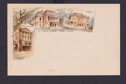 Ungarn Litho Ganzsache 2 Kreuzer Budapest Theater Kultur