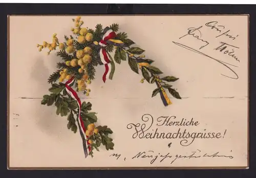 Ansichtskarte Weihnachten Blumenbuquet Deutsche Reichsfarben ab Wien