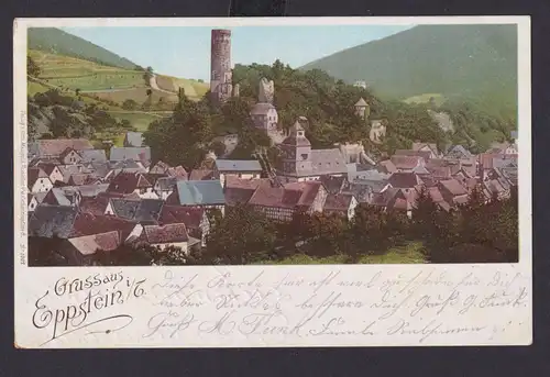 Ansichtskarte Eppstein Hessen Taunus Totalansicht nach Frankfurt 02.04.1899