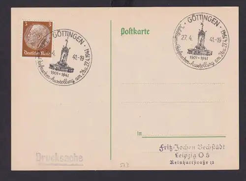 Deutsches Reich Drittes Reich Karte SST Göttingen Briefmarkenausstellung am