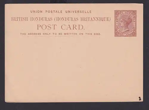 Briefmarken Britische Kolonien British Honduras Ganzsache Queen Victoria 1 1/2p