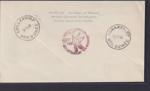 Flugpost Brief airmail DDR Interflug Destination Berlin nach Conakry Guinea mit