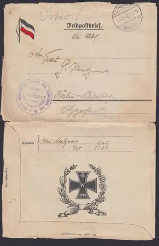 Deutsches Reich Feldpost vorgedruckter Umschlag I. Weltkrieg XVIII Armeekorps