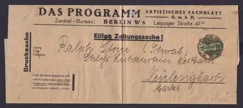 Deutsches Reich Lochung Perfin auf Drucksachen Streifband Zeitungssache Berlin