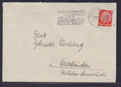 Deutsches Reich Brief EF Hindenburg Gautheater Saarpfalz Saarbrücken