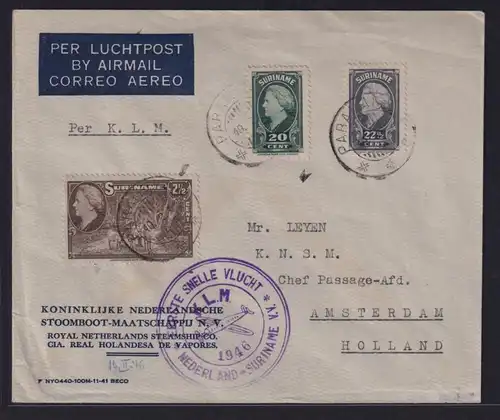 KLM Flugpost air mail Suriname Südamerika n Amsterdam Niederlande 1946