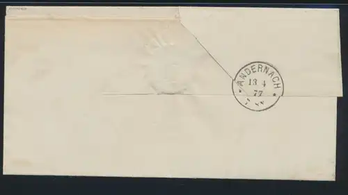 Deutsches Reich Brief EF 10 Pfg. Adler K1 Neuwied n. Andernach gepr. Zenker BPP