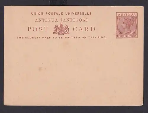 Briefmarken Britische Kolonien Antigua Ganzsache Queen Victoria 1 1/2 p braun