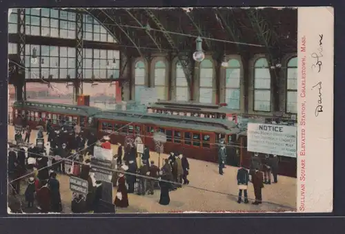 Ansichtskarte Charlestown Massachusetts Sullivan Square Elevated Bahnhof
