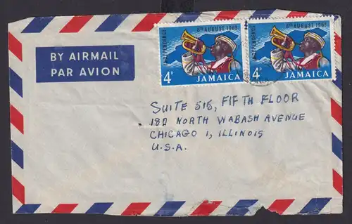 Jamaika Brief MEF Destination nach Chicago USA 1962