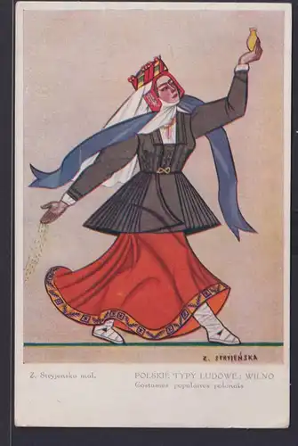 Polen Ansichtskarte Künstlerkarte Sign. Z.Stryjenska Polnische Tänzerin