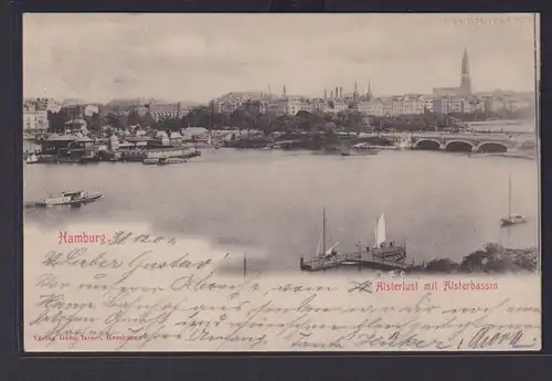Ansichtskarte Hamburg Alster Fluss Schiffe Anlegeplatz nach Altona 31.12.1901