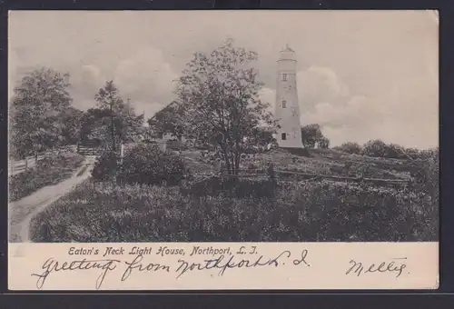 Ansichtskarte Northport Long Island New York Eatons Neck Leuchtturm 3.7.1907