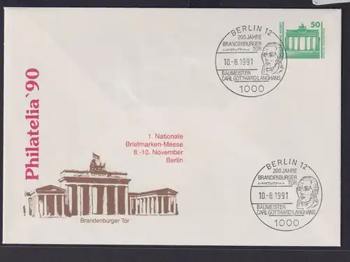 DDR Ganzsache Berlin Brandenburger Tor Philatelia 10.8.1991