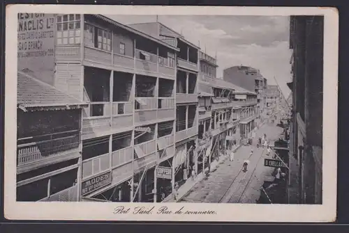 Ansichtskarte Port Said Ägypten Rue de Commerce Strassenansicht Geschäfte