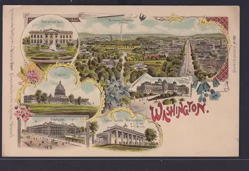Ansichtskarte Washington Litho Künstlerkarte Capitol Schatzamt Congress