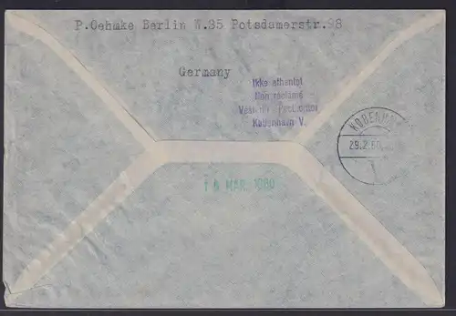 Flugpost DDR Brief Bogenecke Eckrand Interflug Leipzig Kopenhagen 1960