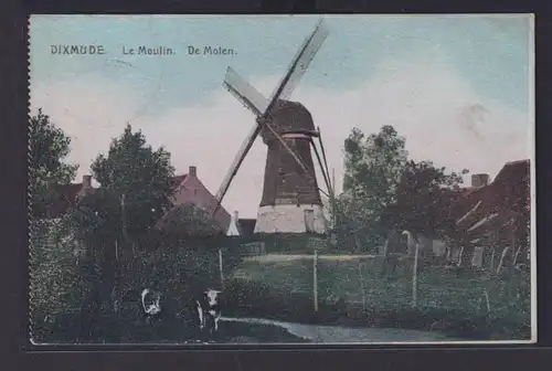 Ansichtskarte Dixmude Windmühle Belgien nach Zwickau Sachen Feldpost