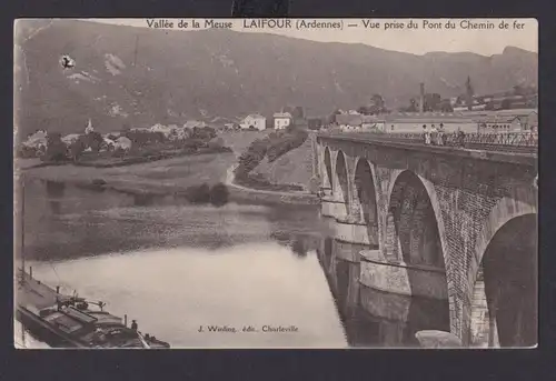 Ansichtskarte Laifour Frankreich Ardennen Eisenbahnbrücke La Meuse Maas Fluss