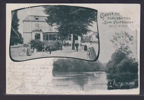 Ansichtskarte Fuhlsbüttel Zum Posthause Gaststätte Inh. Wilh. Hinze See Boot
