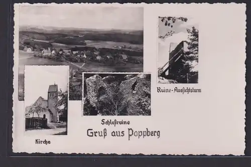 Ansichtskarte Poppberg Kirche Aussichtsturm Ruine Schloßruine Ortsansicht