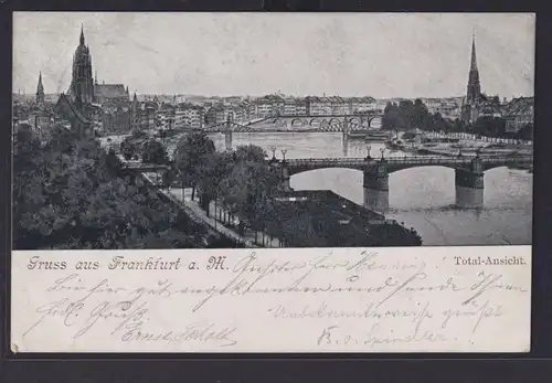 Ansichtskarte Frankfurt Totalansicht Main Brücken Hessen nach Bermen Wuppertal